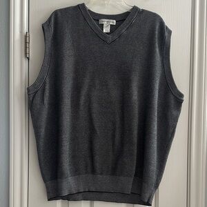 Men's Black White Cable V-Neck Sweater Vest Preppy Academia Vintage 1990s XL